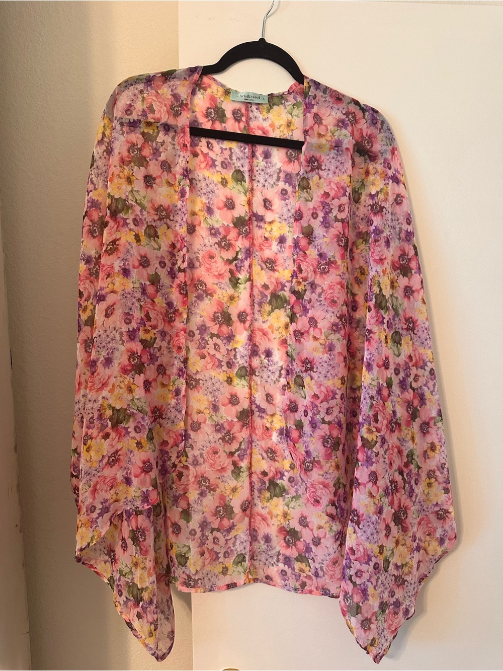 Chris & Carol Floral Sheer Kimono - Pink Multicolor